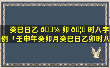 癸巳日乙 🌼 卯 🦄 时八字命例「壬申年癸卯月癸巳日乙卯时八字」